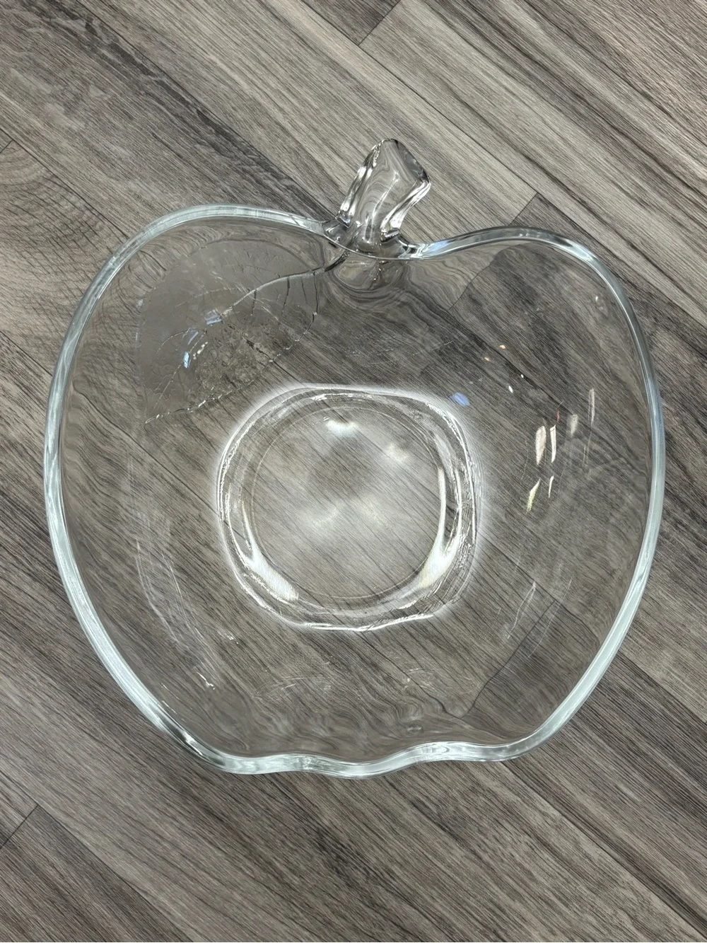 Vintage KIG Clear Glass Apple Shaped Serving Bowl Mid Century 9”